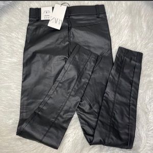 Zara NWT faux leather high rise leggings.